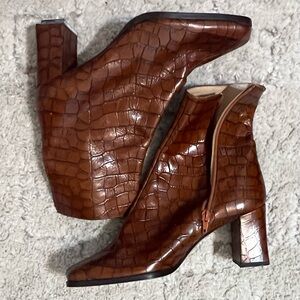 MaxMara Crocodile Ankle Boots Brown